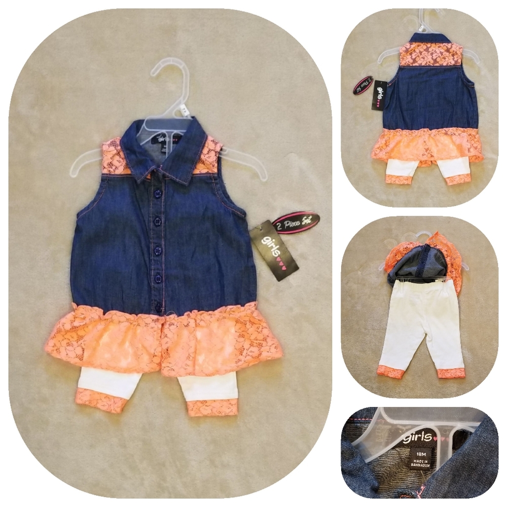 New Baby Girl's 2-Piece Set Sz 18m